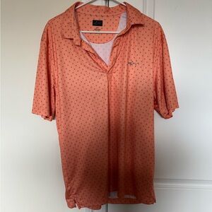 Greg Norman Collection Orange Polo Shirt with Pattern - Large